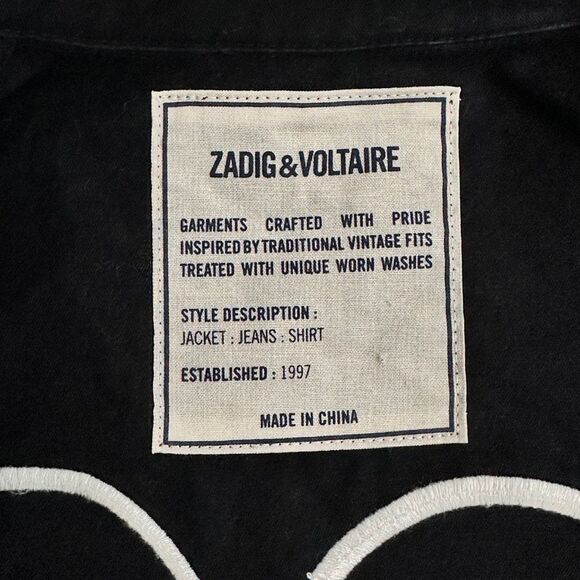 Zadig & Voltaire Kavy Military Jacket Broken Heart Sz M Edgy Rock Chic Punk - Picture 13 of 16